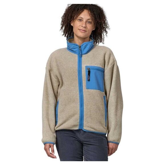 Patagonia Synchilla Fleece Unisex Jacket Size M Oatmeal Heather Blue Full Zip - Picture 2 of 16